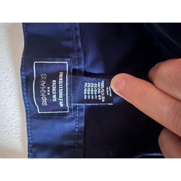 Gap Khakis Men’s 40x32 Slim Stretch Blue Chino Pants Straight Fit - Picture 4 of 4